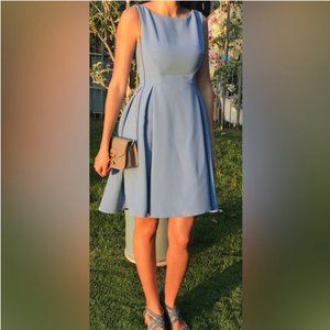 Reiss Midi Dress Fit and Flare Cocktail Dress Light Blue Pleats 10